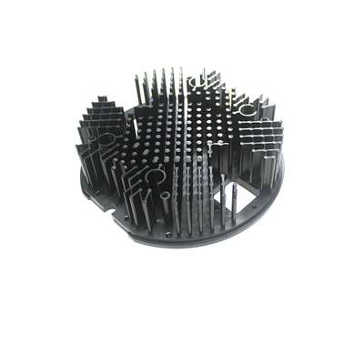 Round Aluminum 1070 Cold Forged Heat Sink For LED Cooling Anodizing Black 15cm